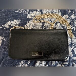 Kate Spade Black Leather Bag with Gold Chain
